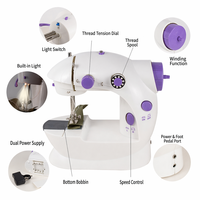 Machine à coudre électrique portable mini avec bras libre, lumière LED et pédale – Idéale pour débutants, machine de couture de bureau pour le bricolage à domicile