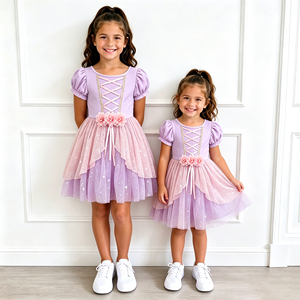 Robe de princesse tutu pour petites filles, corsage en viscose de bambou, jupe en tulle américain à paillettes, costume de fête d'anniversaire pour enfants - Product Image 5