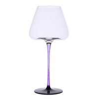 Verre à vin en verre de Chine Jiahe fait à la main, classique, violet, fond concave, pied haut, capacité de 301 à 400 ml, pour les fêtes