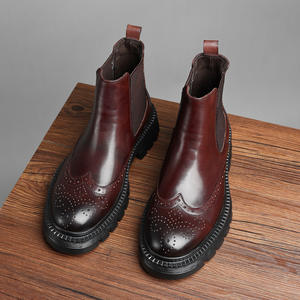 High Quality <b>Brown</b> Ankle Men's Moccasins Made British Leather Washed Retro Styled Goodyear Welted <b>Lace</b>-up Brogues Waterproof - Product Image 5