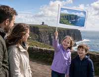 Attraction touristique personnalisée - Falaises de Moher - Mini drapeaux à main : Drapeaux agités à la main 100 % polyester écologiques