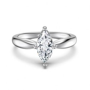 Dylam Classic Collection Jewellery S925 <b>Silver</b> Rhodium 14K Gold Plated <b>Solitaire</b> Oval Shape 5A Cubic Zirconia Promise Band <b>Ring</b> - Product Image 1