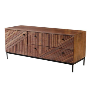Mueble de TV de estilo vintage para sala de estar en madera maciza con arte cuidadosamente tallado y estructura de almacenamiento duradera. - Product Image 4