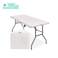 Table pliante rectangulaire en plastique HDPE - Table de repas portable pour l'extérieur avec un design moderne pour les hôtels et les événements
