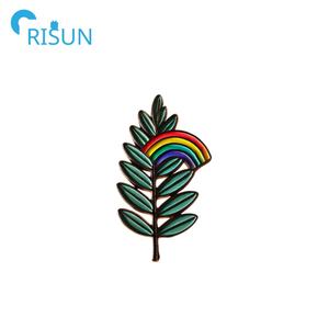 تصنيع المعادن المخصصة فرع السنط دبوس غصن من السنط طية صدر السترة دبوس أخضر الماسونية ورقة شجر مجوهرات دبوس بروش شارة - Product Image 5