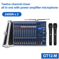 Système de Haut-Parleurs Audio Biner D925 Professionnel Double 15 Pouces avec Console de Mixage Audio 12 Canaux, Flight Case et Micro