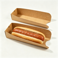 Boîte en papier kraft pour hot-dogs en gros, plateau jetable pour saucisses, conteneur alimentaire pliable pour pique-nique, fête, camping, à emporter