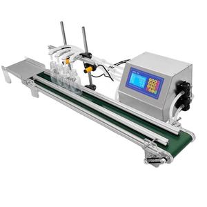 Machine de remplissage semi-automatique de bureau à 4 têtes pour bouteilles en plastique et en verre, liquides et huiles, avec convoyeur, pour boissons et jus - Product Image 1