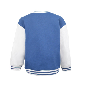 Veste de baseball varsity pour garçons, veste bomber rayée bleue et blanche pour enfants, fermeture éclair, manches raglan en coton, manteau pour <span class=keywords><strong>enfant</strong></span>, tout-petit, sport, décontracté - Product Image 3