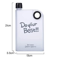 Bouteille d'eau créative en forme de livre carré, anneau, carnet A5, bouteille, gobelet en plastique transparent, gobelet à eau plat portable personnalisé pour l'extérieur