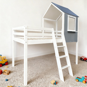 Cama Montessori moderna para meninos, pronta para envio, com armazenamento, beliche de madeira para crianças pequenas com escadas - Product Image 3