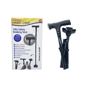 Canne télescopique pliable à double poignée avec lumière LED et embouts antidérapants pour la marche des personnes âgées - Product Image 4