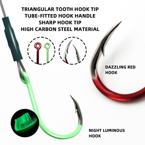 Gancho de Pesca Giratorio de Acero Inoxidable, Alambre de Líder Rojo, Anzuelo de Pesca de 45cm, 50cm, 49 Hebras, Venta Al por Mayor - Product Image 5