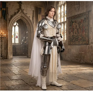 Ensemble d'armure médiévale en acier poli, fait main, armure complète traditionnelle, pour reconstitution historique - Product Image 1