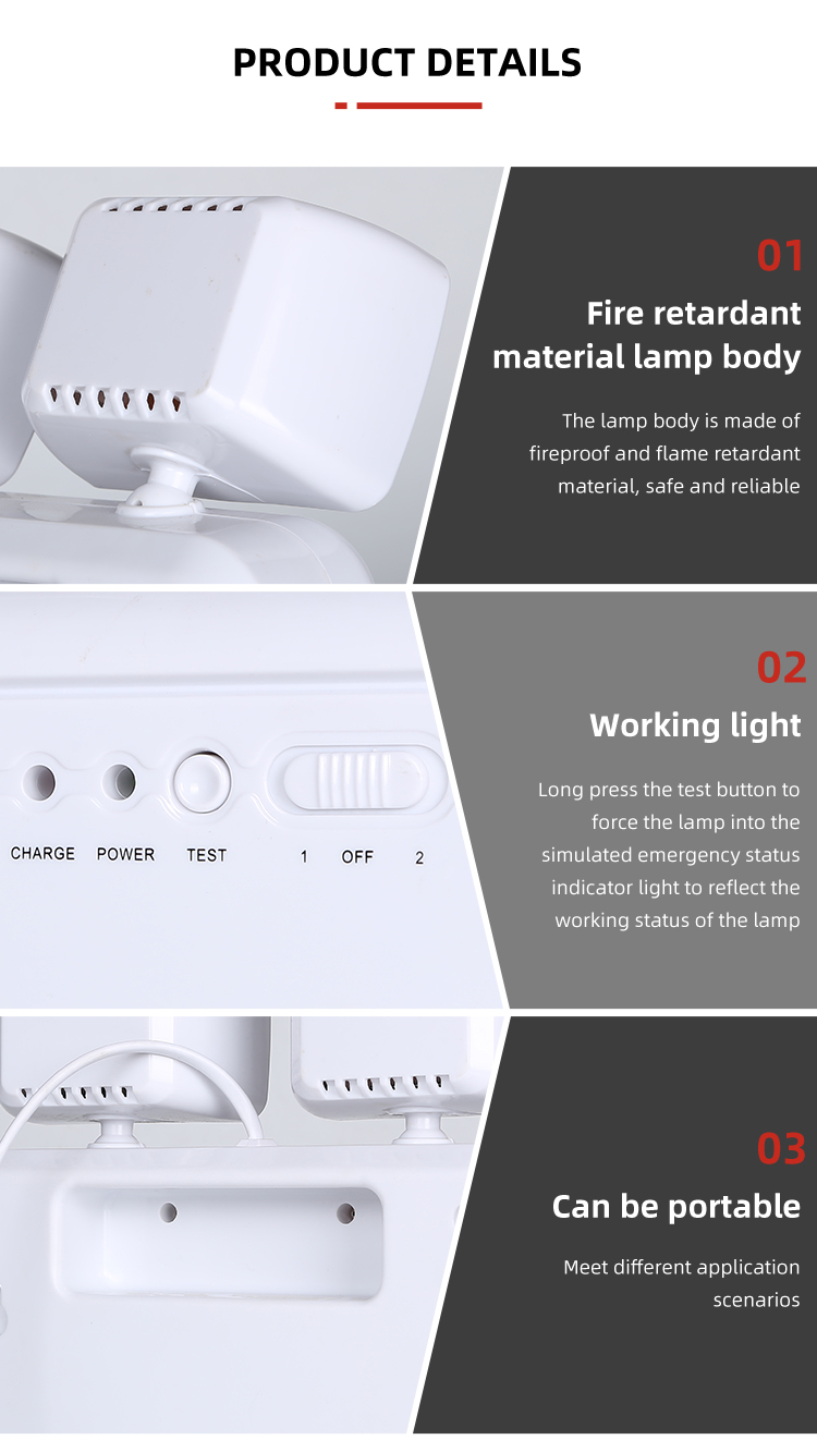 Good Quality 3.7V Adjustable Dual Heads Indoor Hotel 0.2W Portable Rechargeable Led Emergency Light