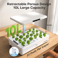 Système de culture hydroponique pour jardin d'intérieur, kit de germination de plantes aromatiques 44 gousses avec lumière de croissance LED, double couche 10L