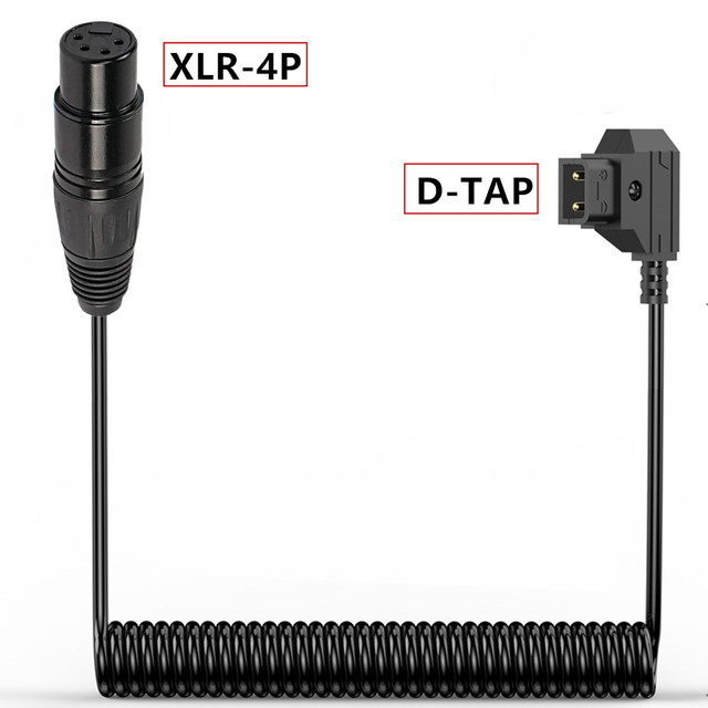 D-Tap to XLR Power Coiled Cable D-Tap Male to 4-Pin XLR Female Adapter Power Spring Cord for DSLR Camcorder Camera Monitor Power