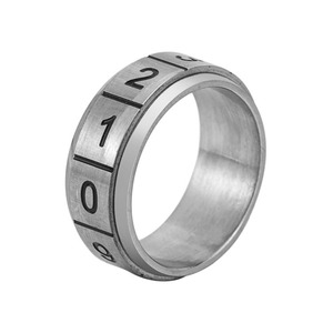 Retro Style <b>Titanium</b> Steel Rotating <b>Ring</b> With Arabic Numerals Unisex Fashion Jewelry Gift For Men And Women - Product Image 5