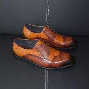 High-quality Luxurious Men's Office Wedding <b>Shoes</b> Stylish Patchwork square Toe. Genuine Leather <b>Height</b> <b>Increasing</b> Autumn - Product Image 3