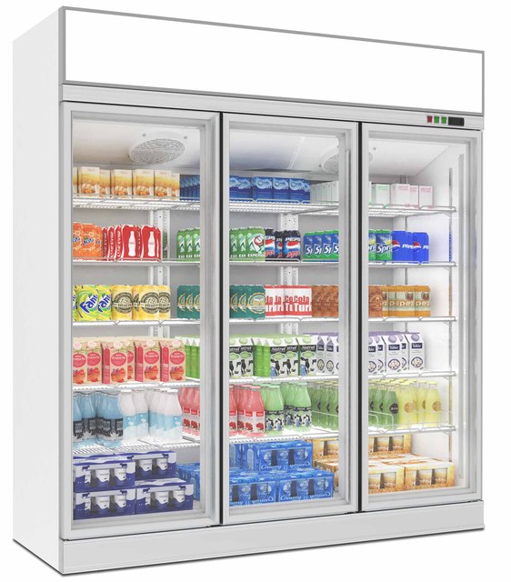 Stainless Steel Commercial Single-Temperature Upright Cooler 3-Door Beverage Display Fridge with 1530L Capacity