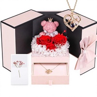 Collier Mère Fille Fils avec Rose Véritable Préservée « Je t'aime » en 100 Langues – Coffret Cadeau Unique pour Anniversaire