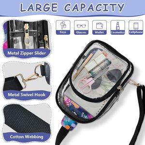 Bolso Bandolera Transparente de PVC con Diseño de Puntos Bohemios para Eventos Deportivos, Impermeable, con Estampado Personalizado, para Mujer - Product Image 4