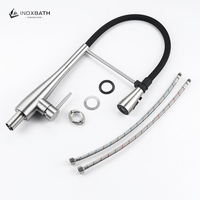 Robinet de cuisine à trois voies en acier inoxydable 304 avec bec flexible magnétique et tube en silicone pour eau chaude et froide