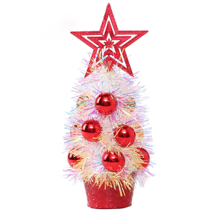 <strong>Mini</strong> PVC Artificial Tinsel Tabletop Christmas <strong>Tree</strong> with Star <strong>Tree</strong> Topper and Ornaments for <strong>Xmas</strong> Table Decorations - Product Image 6