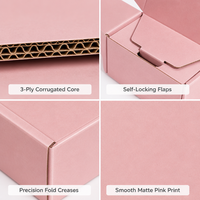 Boîte d'expédition en carton ondulé rose avec logo personnalisé, petite boîte d'emballage cadeau pour les petites entreprises, boîte d'expédition plate pour le commerce électronique