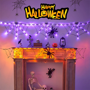 Weather Resistant Halloween Spider <strong>Web</strong> String Lights for Outdoor Halloween Yard Haunted Trail Spooky Decorations - Product Image 2