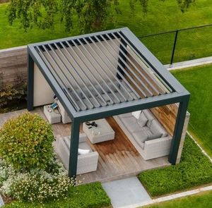 Pergola motorisée en aluminium magique 4x6, toit ouvrant, <span class=keywords><strong>abri</strong></span> contre la pluie, pare-soleil, à lames orientables, imperméable, coupe-vent, balcon, cour extérieure - Product Image 1