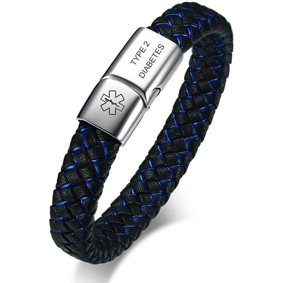 Inspirerende Mantra Gegraveerde Handgemaakte Blauwe Gevlochten Lederen Verstelbare Manchet Armband Aanmoediging Motiverende Cadeau