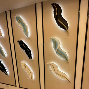 مصباح حائط LED عصري بتصميم إسكندنافي، 30 واط، 3 ألوان إضاءة، يعمل بجهد 110/220 فولت، بتصميم ريشة وهيكل من الراتنج، مثالي لإضاءة ديكورية للمنزل وخلفية التلفزيون وجانب السرير - Product Image 1