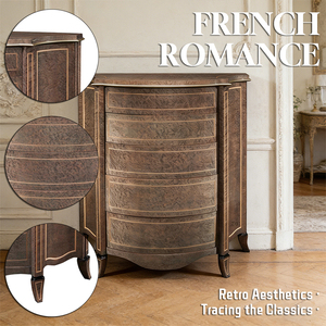 Mobile <span class=keywords><strong>di</strong></span> Design Europeo per Soggiorno, Cassettiera <span class=keywords><strong>di</strong></span> Lusso in Legno Impiallacciato con Finitura Anticata - Product Image 2