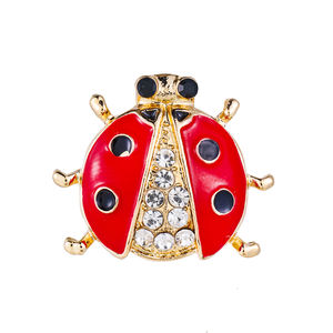 Broches de Mariquita Roja Weiman, Broches de Lujo para Mujer, Moda, Cristal de Estrás, Aleación Chapada en Oro, Broches de Diseñador Personalizables - Product Image 1