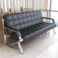 Vente en gros directe de meubles de réception de bureau de taille personnalisée salon de bureau 3 ensembles de canapé en cuir noir