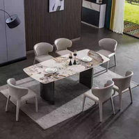 Ensemble de table à manger rectangulaire en marbre naturel moderne de luxe de haute qualité, grande taille, meubles de maison, salle à manger, villa, hôtel, appartement