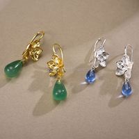 China Großhandel Lotus Fun 925 Sterling Silber 18 Karat vergoldet Drop Dangle Phalaenopsis Orchidee Blumen ohrringe Frauen Feiner Schmuck