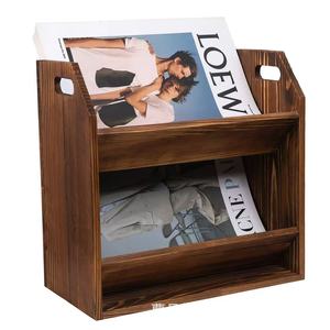 Caja de almacenamiento de escritorio de madera, organizador de revistas de 3 capas para decoración del hogar y la oficina - Product Image 5