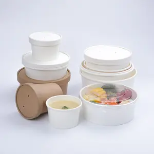 Disposable Kraft Paper Soup Cup Bowl Tray Take Away Food Packing Container Box Custom Manufacturer Direct Sale