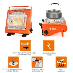 Réchaud de camping extérieur à gaz, double usage (chauffage et cuisson), idéal pour les voyages, la pêche et l'hiver à la maison - Product Image 2