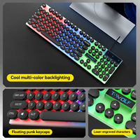Ensemble clavier, souris, casque et haut-parleurs de jeu filaires USB T-WOLF TF250, kit 5-en-1 éclairé