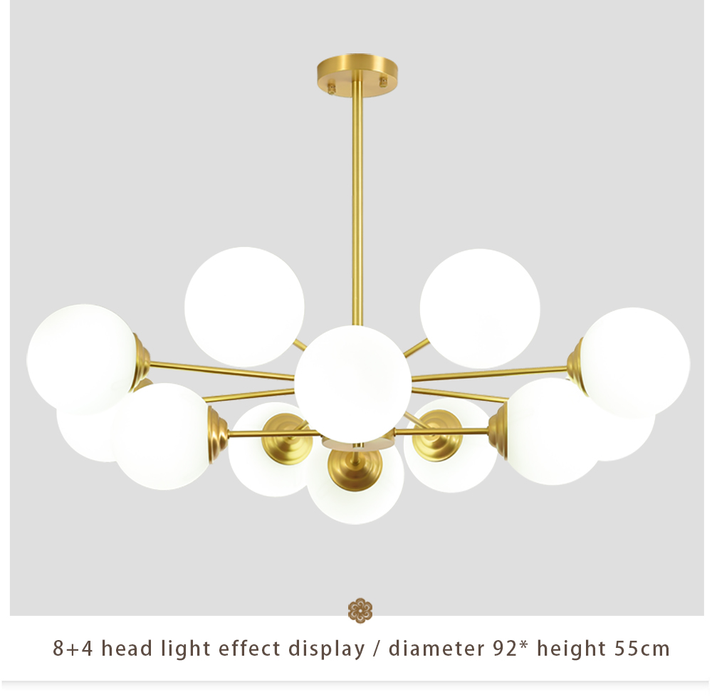 Nordic Design Restaurant Modern Hanging Lamp Milky White Glass Chandelier Brass Hanging Lamp