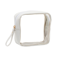 Sac de toilette de voyage transparent en PVC portable, sac de toilette en cuir imperméable, organiseur de maquillage transparent pour femmes, essentiels de voyage