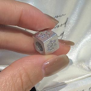 Componente de Joyería de Plata Pura S925, Colgante de Estrella Hexagonal, Diseño Vintage Cepillado, Simple y Moderno - Product Image 1