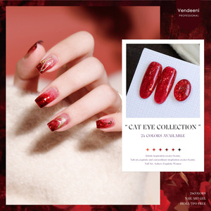 Nouveau produit Vendeeni : Kit de 24 couleurs de vernis à ongles gel Ankara <span class=keywords><strong>rouge</strong></span> intense effet œil de chat, paillettes fines, <span class=keywords><strong>rouge</strong></span> pur, imperméable <span class=keywords><strong>et</strong></span> renforcé pour salon - Product Image 4