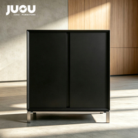 Armoire de rangement de bureau moderne haut de gamme en bois avec pieds métalliques noirs, en panneaux de particules haute densité de qualité E0, pour classement de documents