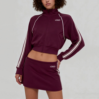 Ensemble de sport 2 pièces de haute qualité pour femmes, veste à col montant respirante avec fermeture éclair, jupe, vêtements de sport décontractés, vêtements de tennis