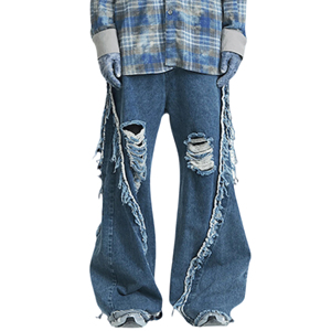 StreetLux Personnalisé pour Hommes Division Lavé Grande Destruction Lâche pour Faire de Vieux Jeans Drapés en Coton - Product Image 1