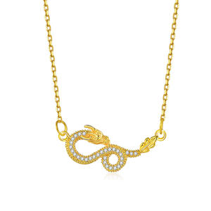 Collier en alliage de dragon du zodiaque en zircon tendance et à la mode Luxe léger Polyvalent Haut de gamme Romantique Chaîne de clavicule Cadeau pour femme - Product Image 6